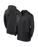 Nike Men's Black Oakland Athletics Authentic Collection Travel Performance Lightweight Full-Zip Hoodie