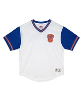 Mitchell & Ness Men's White New York Knicks Fashion Mesh V-Neck Top