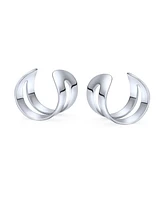 Bling Jewelry Tiny Modern Geometric Helix Wrap Two Band Ear Cuffs Cartilage Lobe Earrings Rose Gold Plated Silver
