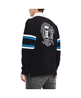 Tommy Hilfiger Men's Black Carolina Panthers Cory Varsity Rugby Long Sleeve T-Shirt