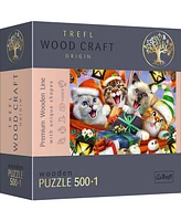 Trefl Wood Craft 501 Piece Wooden Puzzle - Festive Cats