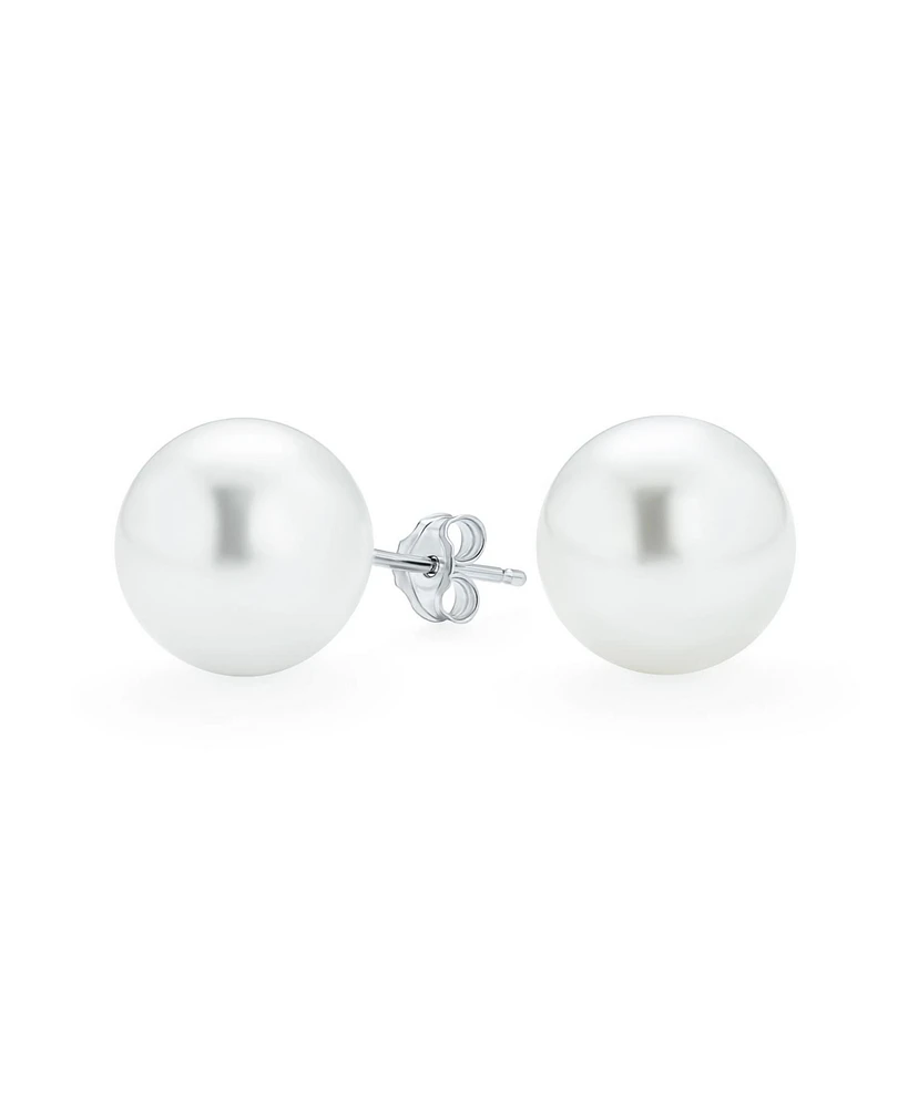 Bling Jewelry Simple Simulated Classic Black Grey White Pink Pearl Stud Ball Earrings .925 Sterling Silver