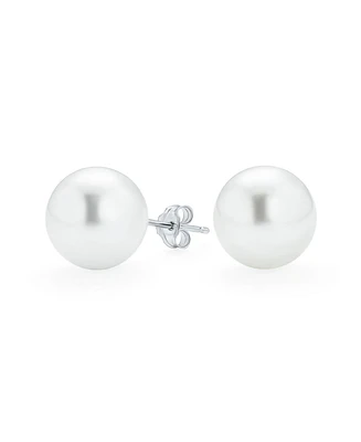 Bling Jewelry Simple Simulated Classic Black Grey White Pink Pearl Stud Ball Earrings .925 Sterling Silver