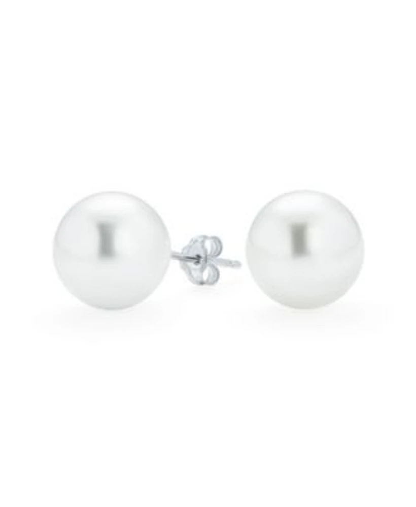 Bling Jewelry Simple Simulated Classic Black Grey White Pink Pearl Stud Ball Earrings .925 Sterling Silver