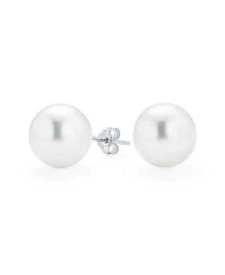 Bling Jewelry Fashion Simple Classic Black Grey White Pink Imitation Pearl Stud Ball Earrings .925 Sterling Silver