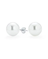 Bling Jewelry Simple Simulated Classic Black Grey White Pink Pearl Stud Ball Earrings .925 Sterling Silver