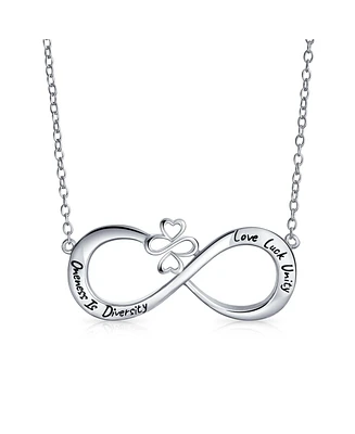Bling Jewelry Ayllu Amulet Talisman Unique Intertwine Symbol Inspirational Words Bff Open Infinity Heart Clover Love Luck Unity Pendant Necklace