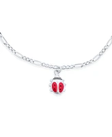 Bling Jewelry Good Luck Dangling Pink Ladybug Charm Bracelet .925 Sterling Silver Small Wrist 6 Inch