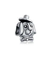 Bling Jewelry Bff Animal Puppy Top Hat Dog Bead Charm Oxidized .925 Sterling Silver