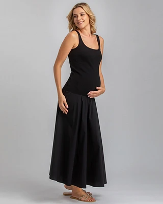 Pietro Brunelli Maternity Sleeveless Rib Knit Jersey & Cotton Mirabelle Twofer Dress