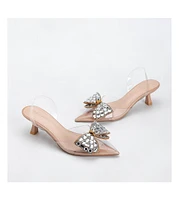 Berness Women's Maxi88 Clear Upper Kitten Heels with Rhinestone Detail