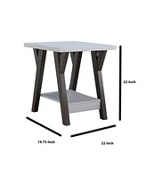 Two-Tone End Table with Bottom Shelf for Stylish and Functional Storage