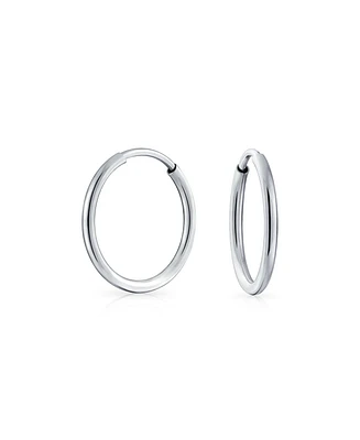 Bling Jewelry Thin Minimalist Hoop Huggie Earrings Sterling Silver Various Sizes