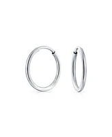 Bling Jewelry Thin Minimalist Hoop Huggie Earrings Sterling Silver Various Sizes
