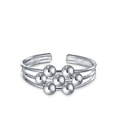 Bling Jewelry Geometric Boho Mid Finger Silver Bead Ball Split Band Midi Toe Ring .925 Silver Sterling Adjustable