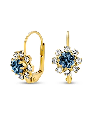 Bling Jewelry Delicate Floral Crystal Gold Plated Brass Lever Back Drop Flower Earrings