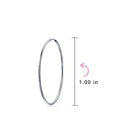 Bling Jewelry Thin Minimalist Hoop Huggie Earrings Sterling Silver Various Sizes