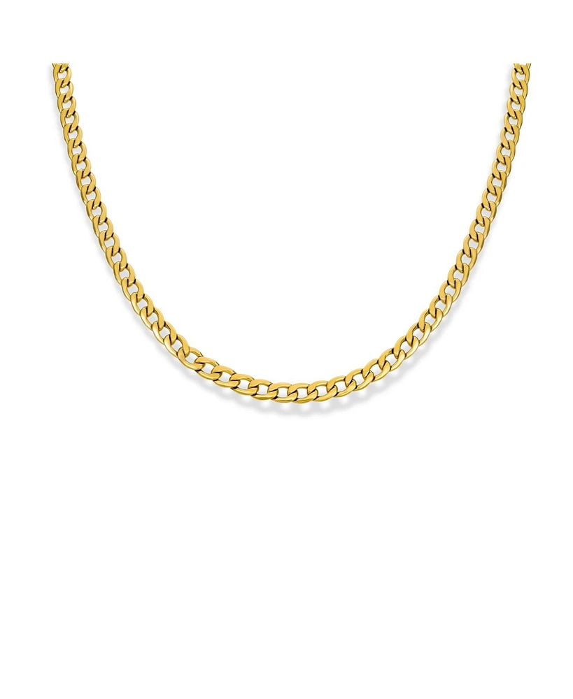 Bling Jewelry Heavy Duty Biker Jewelry Solid Curb Link Chain Necklace Gold Tone Stainless Steel 30 Inch 8MM