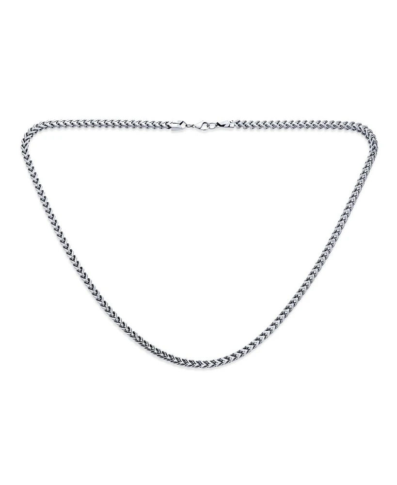 Bling Jewelry Stylish and Durable: 14K Gold Plated Silver Tone Black Stainless Steel Heavy Duty Biker Jewelry Necklace Solid 5MM Curb Wheat Link Foxta