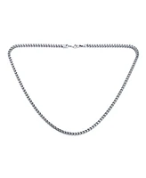 Bling Jewelry Stylish and Durable: 14K Gold Plated Silver Tone Black Stainless Steel Heavy Duty Biker Jewelry Necklace Solid 5MM Curb Wheat Link Foxta