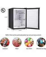 Cowsar Upright Freezer 3.0 Cu.ft, Compact Mini Freezer with Reversible Single Door, Temperature Control, Removable Shelves, Small freezer Stainless St