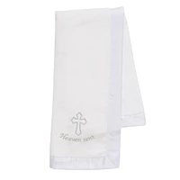 Lambs & Ivy Baby Heaven Sent Baptism/Christening Soft White Fleece Blanket