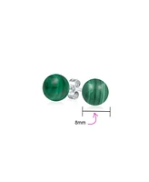 Bling Jewelry Set of 3 Natural Stones Ball Stud Earrings Sterling Silver 8MM