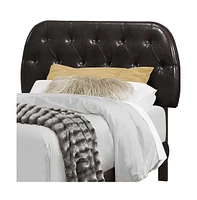 Tufted Upholstered Faux Leather Bed Frame with Padded Headboard