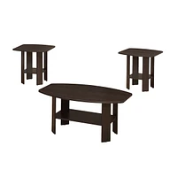 Set of 3 Wood Coffee Tables with Shelf – Functional Nesting Design