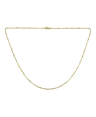 Bling Jewelry Thin Minimalist 1.5MM Yellow Gold Plated Stainless Steel Celestial Curb link with Tiny Stationary Ball Saturn Chain Necklace 16 18 20 In