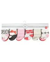 Luvable Friends Baby Girls Grow with Me Cotton Terry Socks, Leopard, 0-6 and 6-12 Months