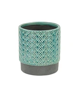 Ceramic Round Pot Planter with Geometric Design – Indoor/Outdoor Use