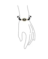 Bling Jewelry Black Braided Cord Evil Eye Bracelet Bolo Crystal Accent Adjustable Gold Plated Protection And Good Luck