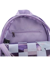 Kuromi & Baku Hearts 10" Purple Checkered Women's Mini Backpack