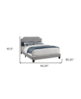 Upholstered Bed Frame with Nailhead Trim and Padded Headboard