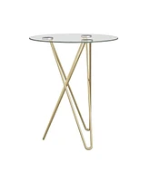 Geometric Clear Glass and Gold Round Table