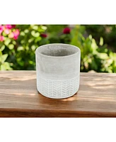 Cement Round Planter with Geometric Pattern – Versatile Pot for Home & Garden