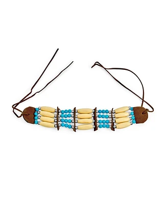 Bling Jewelry Boho Western American Indian Style Handmade 3 Row Line Bead Natural Wood Hair Pipe Black Brown Leather Tribal Wide Choker Adjustable Nec