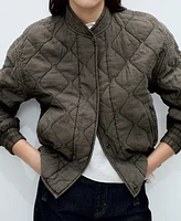 Mango Women's Quilted Bomber Jacket
