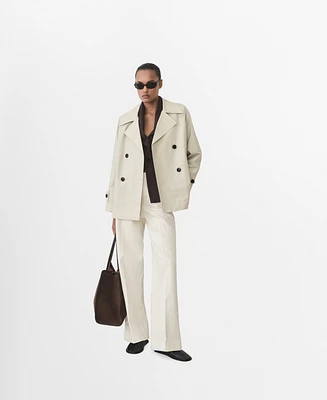 Mango Women's Short Double-Breasted Trench Coat