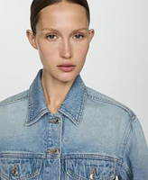 Mango Women's Denim Frayed Hem Jacket