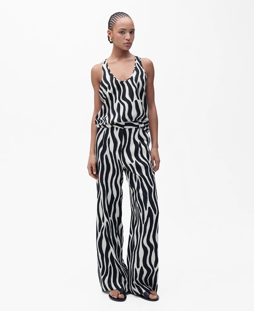 Mango Women's Zebra Print Straight Trousers