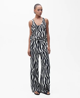 Mango Women's Zebra Print Straight Trousers
