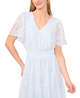 CeCe Women's Lace Flutter-Sleeve V-Neck Smocked-Waist Maxi Dress