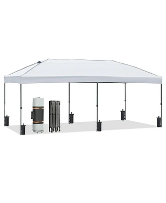 10x20 Pop Up Canopy Tent with Sidewalls & Wheeled Bag (White)