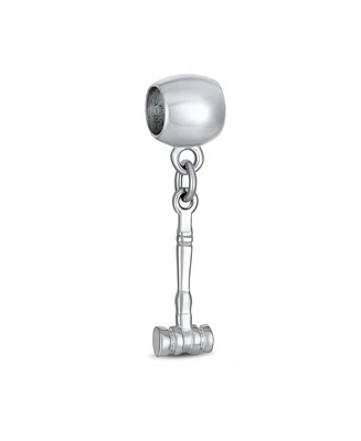 Bling Jewelry Croquet Lacrosse Polo Cricket Mallet Sports Gavel Dangle Charm Bead .925 Sterling Silver
