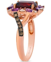Le Vian Pomegranate Garnet (2-3/8 ct. t.w.), Grape Amethyst (3/8 ct. t.w.) & Diamond Halo Statement Ring in 14k Rose Gold
