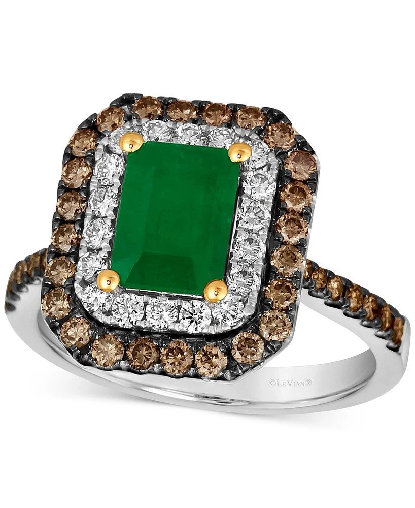 Le Vian Costa Smeralda Emeralds (1-1/5 ct. t.w.) & Diamond Double Halo Ring in 14k Two-Toned Gold