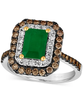Le Vian Costa Smeralda Emeralds (1-1/5 ct. t.w.) & Diamond Double Halo Ring in 14k Two-Toned Gold