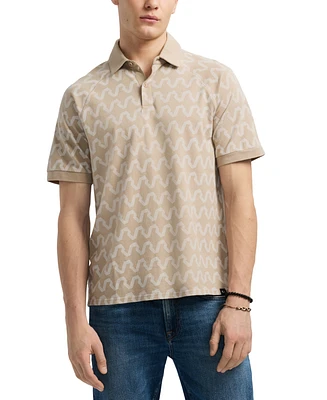 Men's Kindell Regular-Fit Wave-Print Polo Shirt